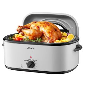 VEVOR Roaster Oven, 26QT Electric Roasting Pan, 150-450 F Adjustable Temp Fast-Cooking Turkey Roaster with Cool-Touch Handle, Visible Self-Bastin